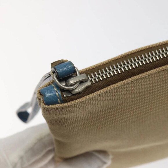 PRADA Clutch Bag Canvas Beige Silver Auth BD1747 - Picture 11 of 16